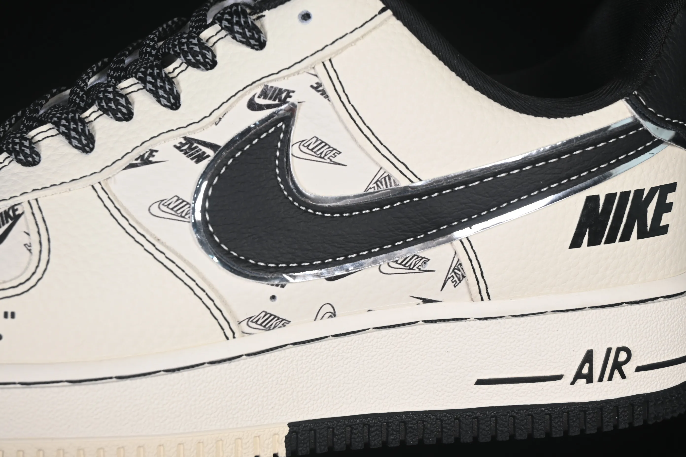 All Categories Nk Air Force 1 Air Force Series Nk Air Force 1 Low Air Force Low Nike Air Force 1'07 Low Silver Beige Black Print Air Force One Low Casual Shoes DF0188-109